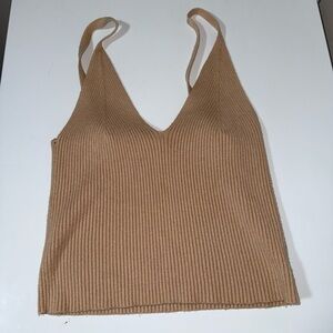 Beige Knit Tank Top – Soft Ribbed Neutral Layering Piece (Size M)